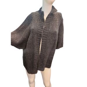 Carroll Reed Gray Black Short Sleeve Cardigan Sweater Womens size 2X Alpaca Wool